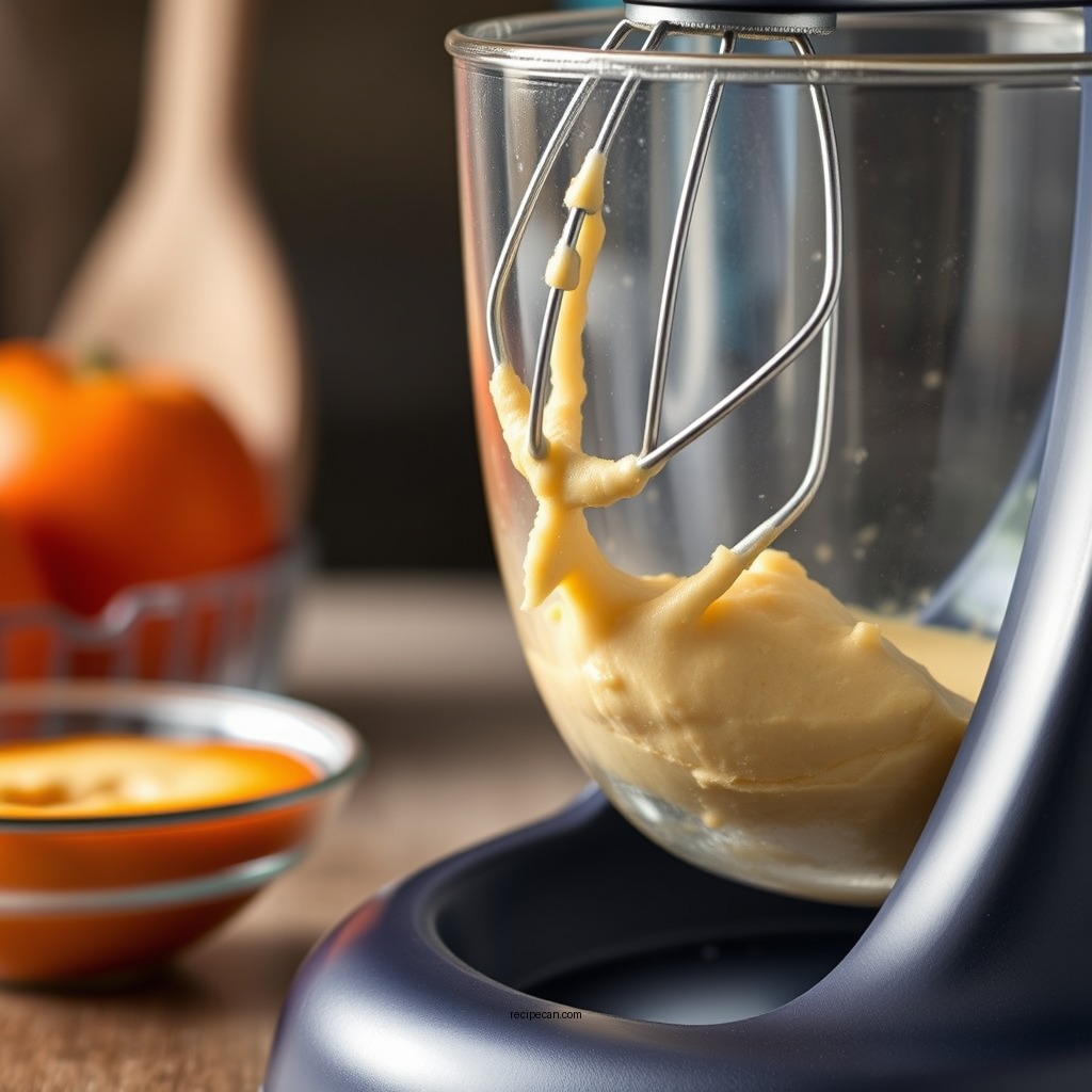 Mixing the Pudding Batter - persimmon pudding recipe steamed