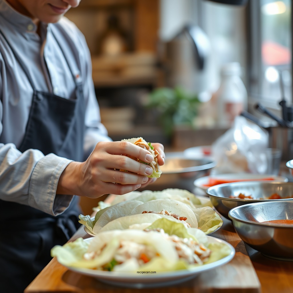Preparing the Chicken Filling - pf chang's chicken lettuce wrap recipe
