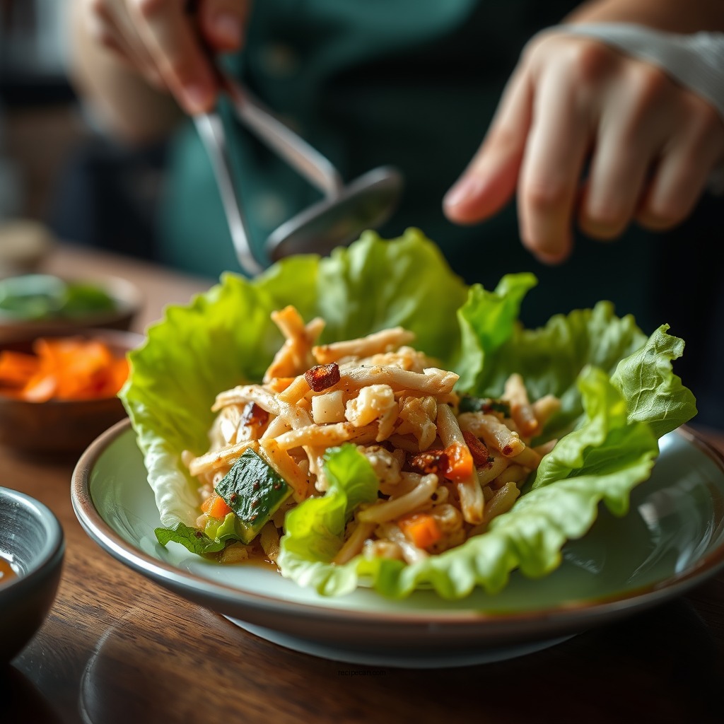 Preparing the Chicken Filling - pf chang's chicken lettuce wraps recipe