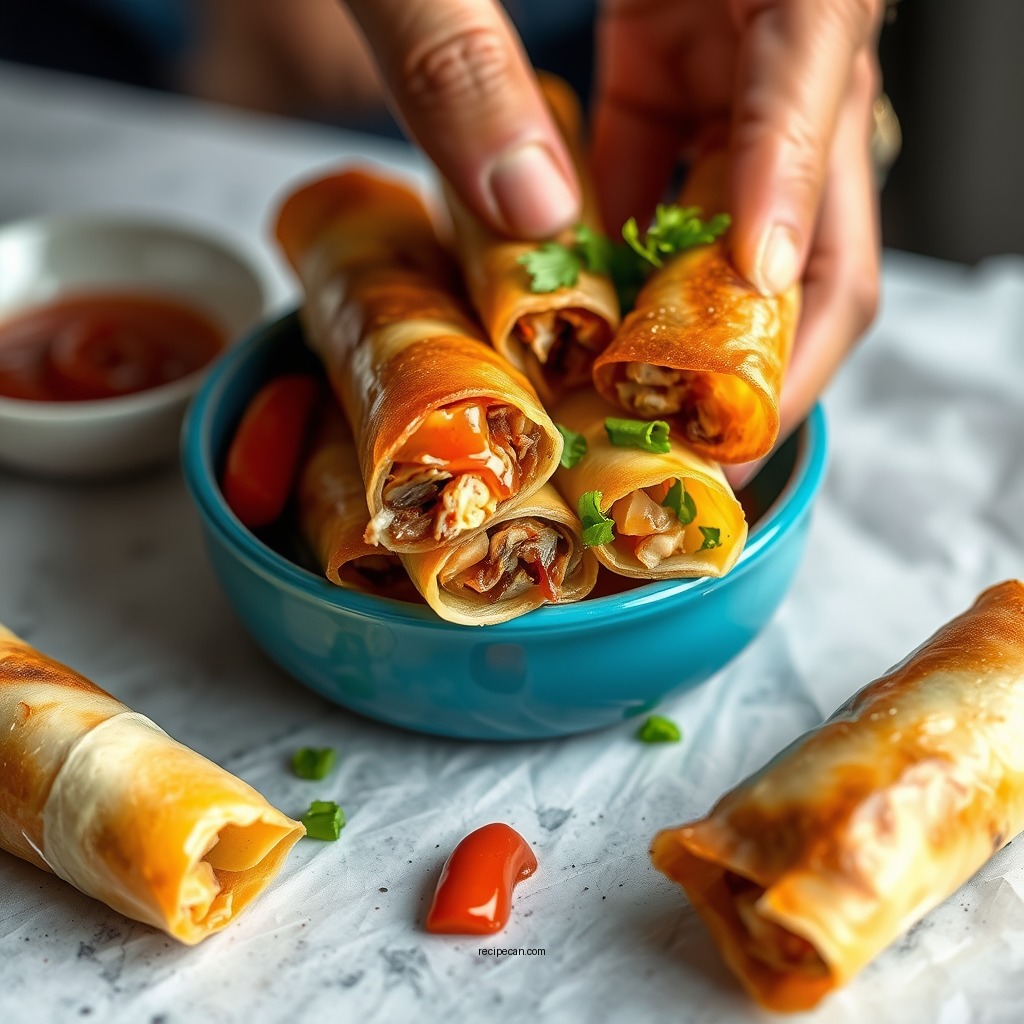 Preparing the Filling - philly cheesesteak egg rolls recipe