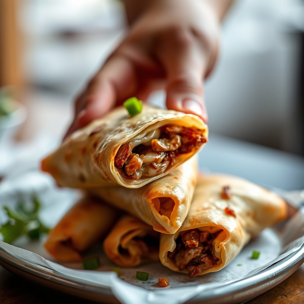 Wrapping the Egg Rolls - philly cheesesteak egg rolls recipe