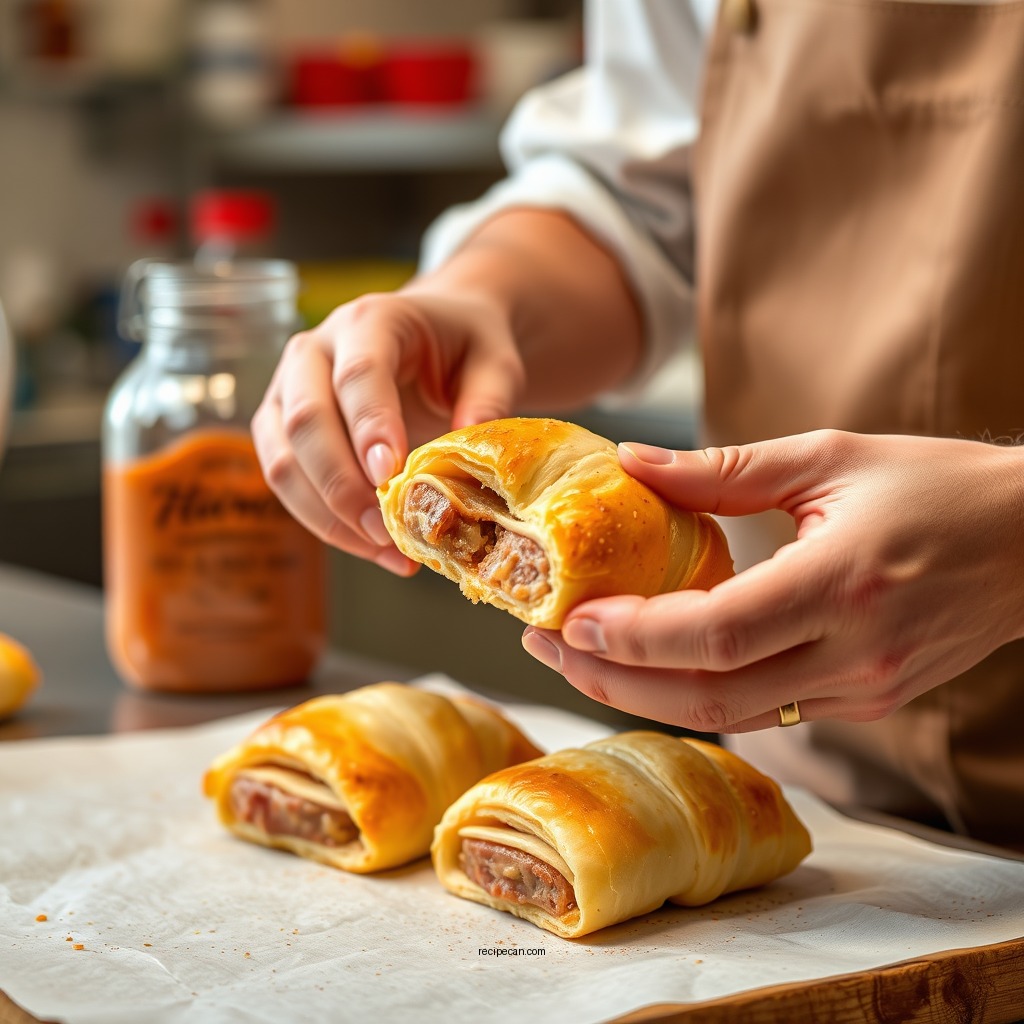 Step-by-Step Preparation - pig in a blanket recipe crescent rolls