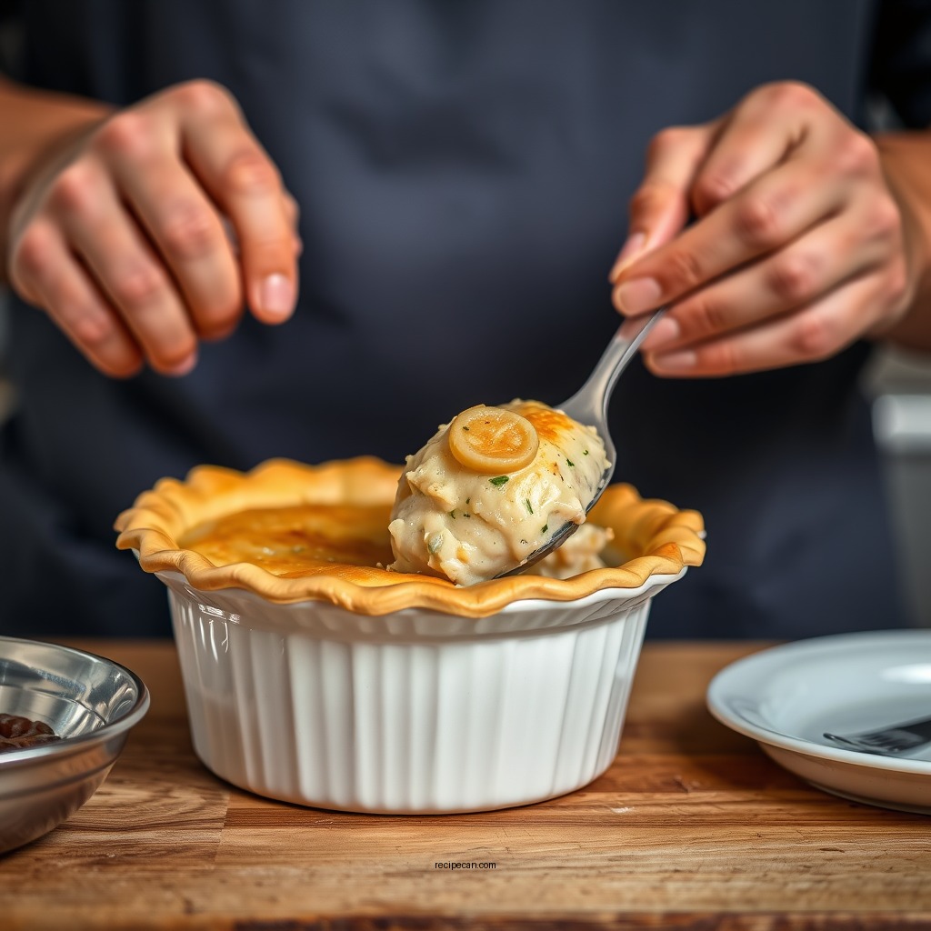 Assembling the Pot Pie - pillsbury chicken pot pie recipe