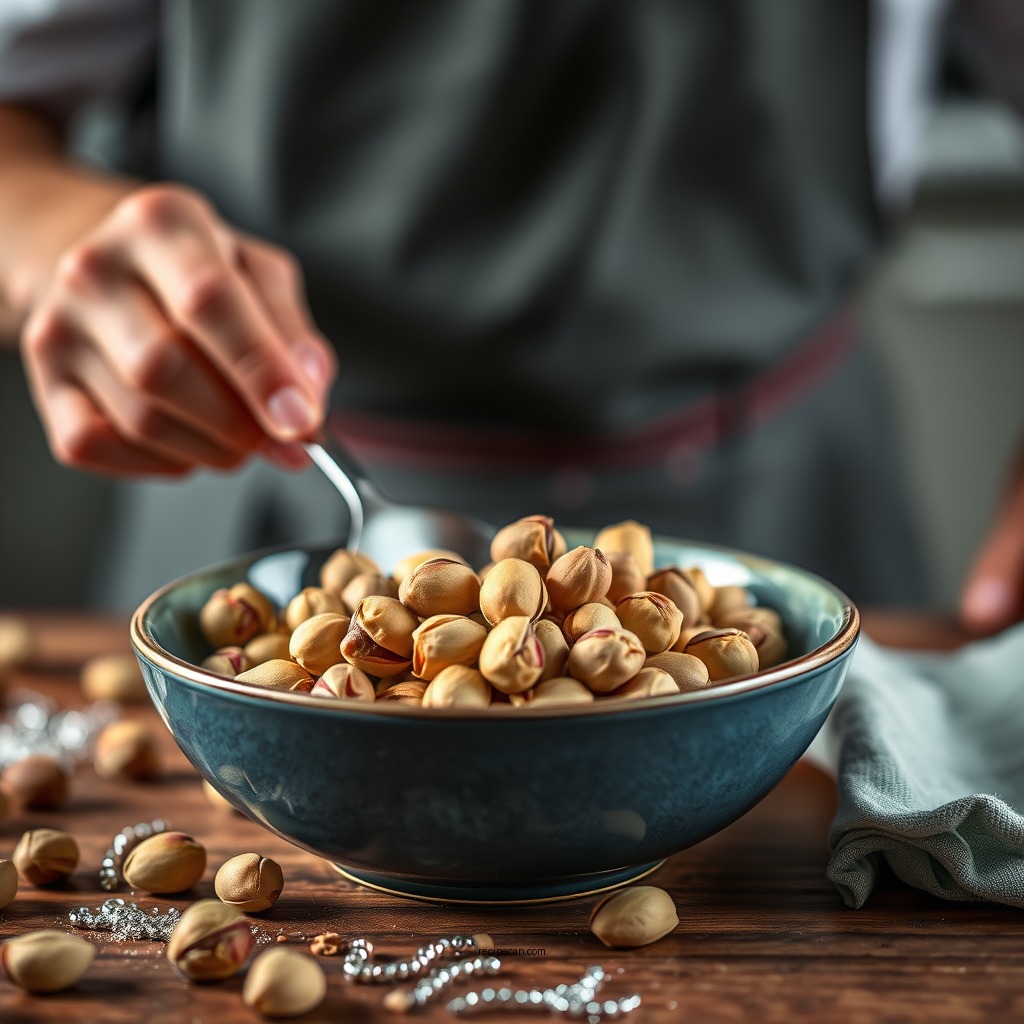 Preparing the Pistachios - pistachio mousse recipe