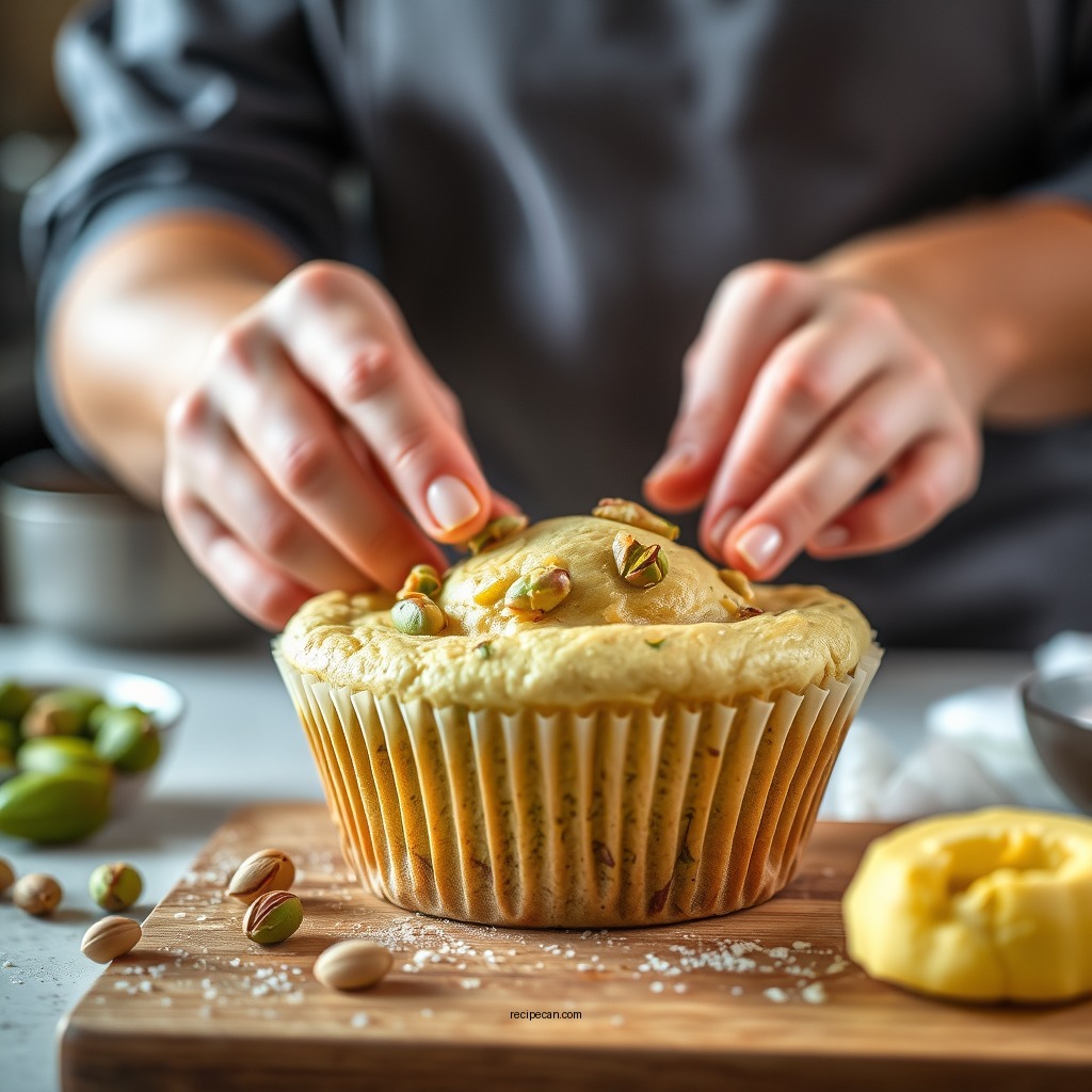 Preparing the Muffin Batter - pistachio muffin recipe