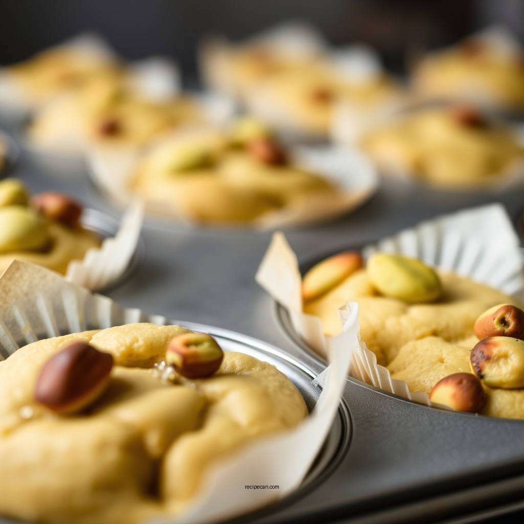 Filling the Muffin Tins - pistachio pudding muffin recipe