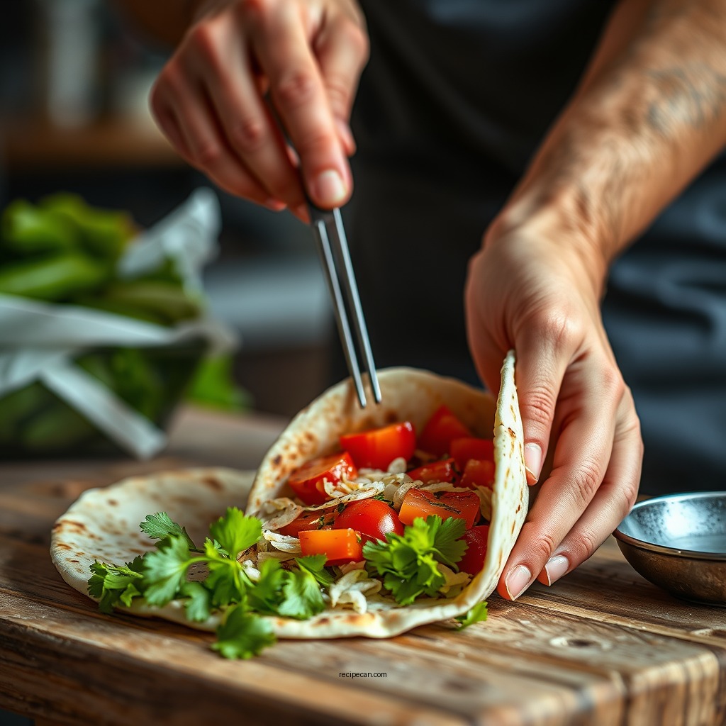 Preparing the Filling - pita wrap recipe