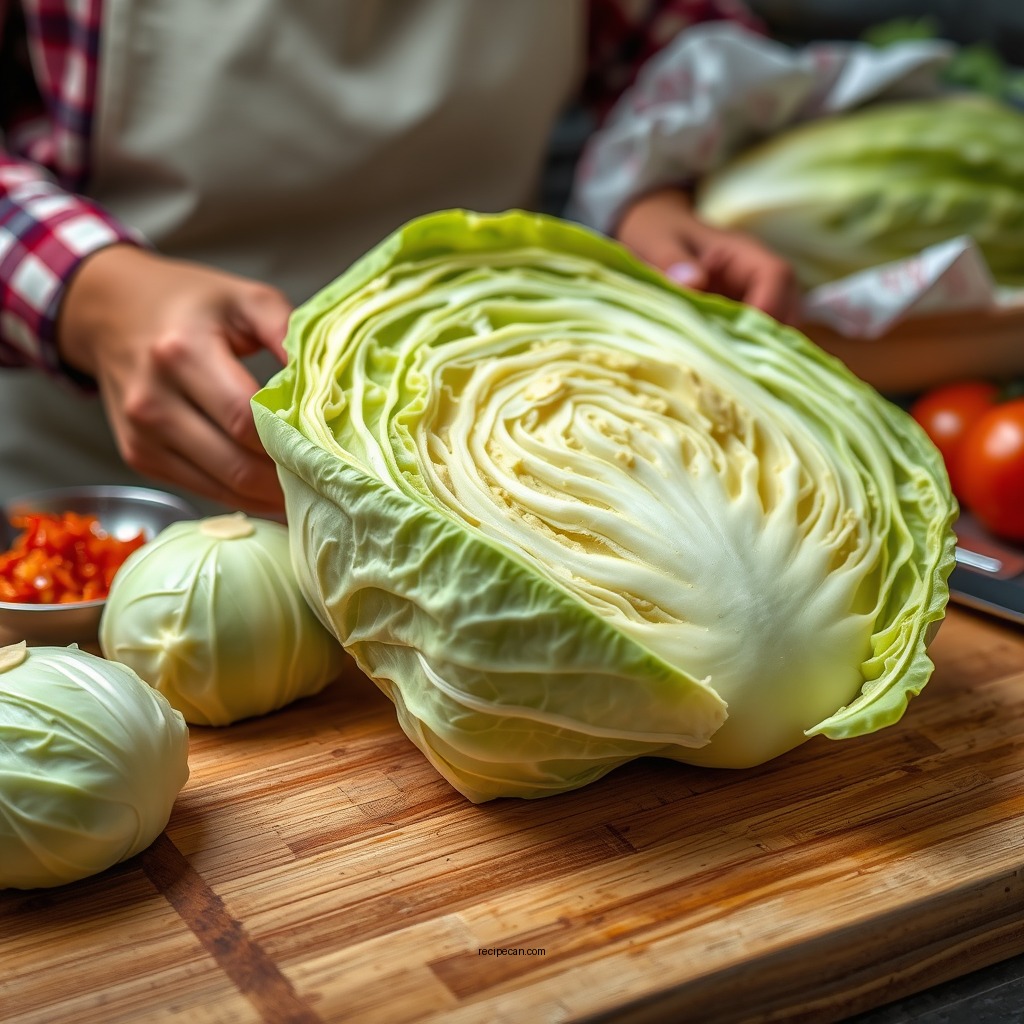 Preparing the Cabbage - polish cabbage rolls recipe