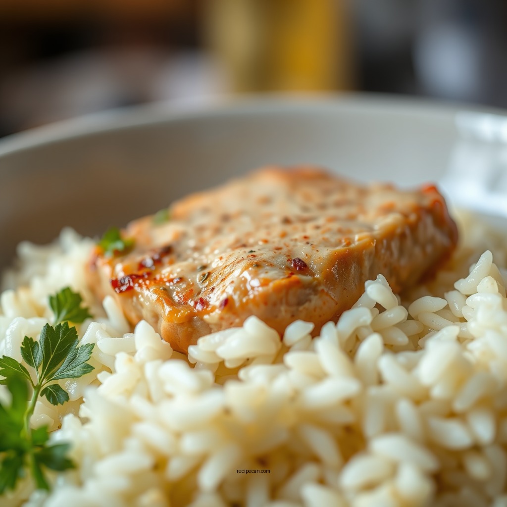 Cooking the Rice - pork chops and rice recipe with cream of mushroom soup