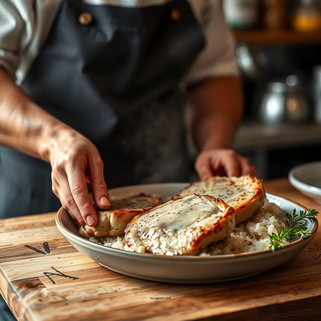 Preparing the Pork Chops - pork chops and rice recipe with cream of mushroom soup