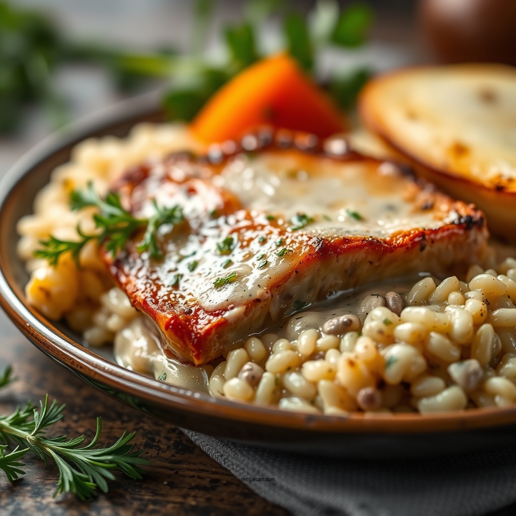 Cooking the Dish - pork chops rice and cream of mushroom soup recipe