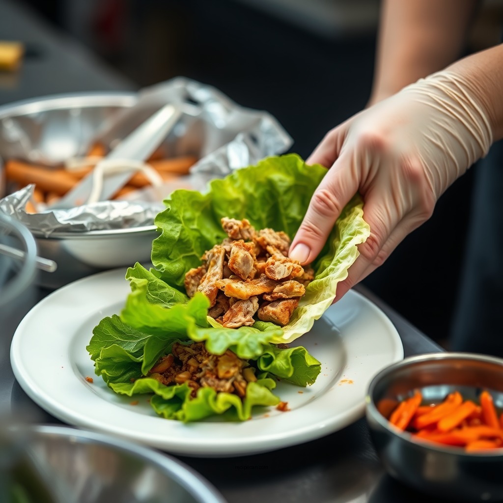 Preparing the Pork Filling - pork lettuce wraps recipe