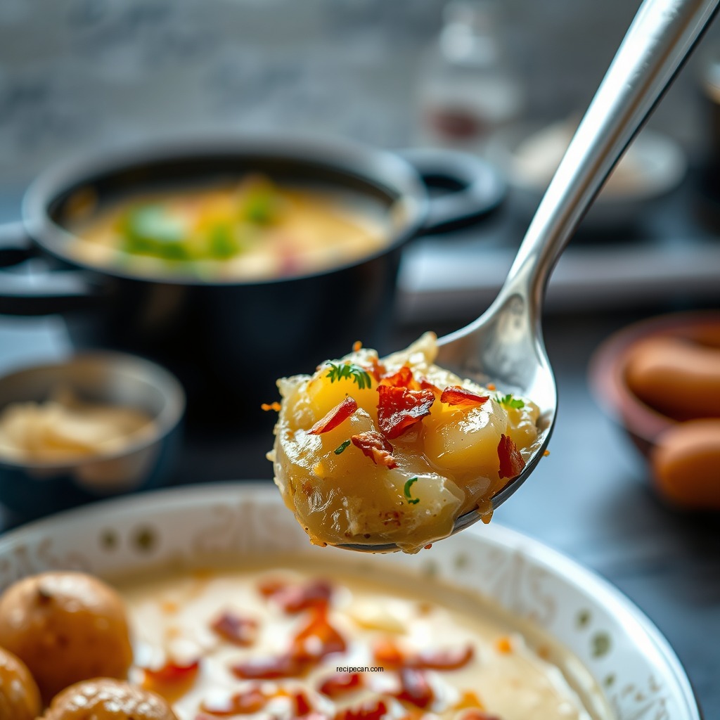 Adding the Potatoes - potato bacon chowder soup recipe