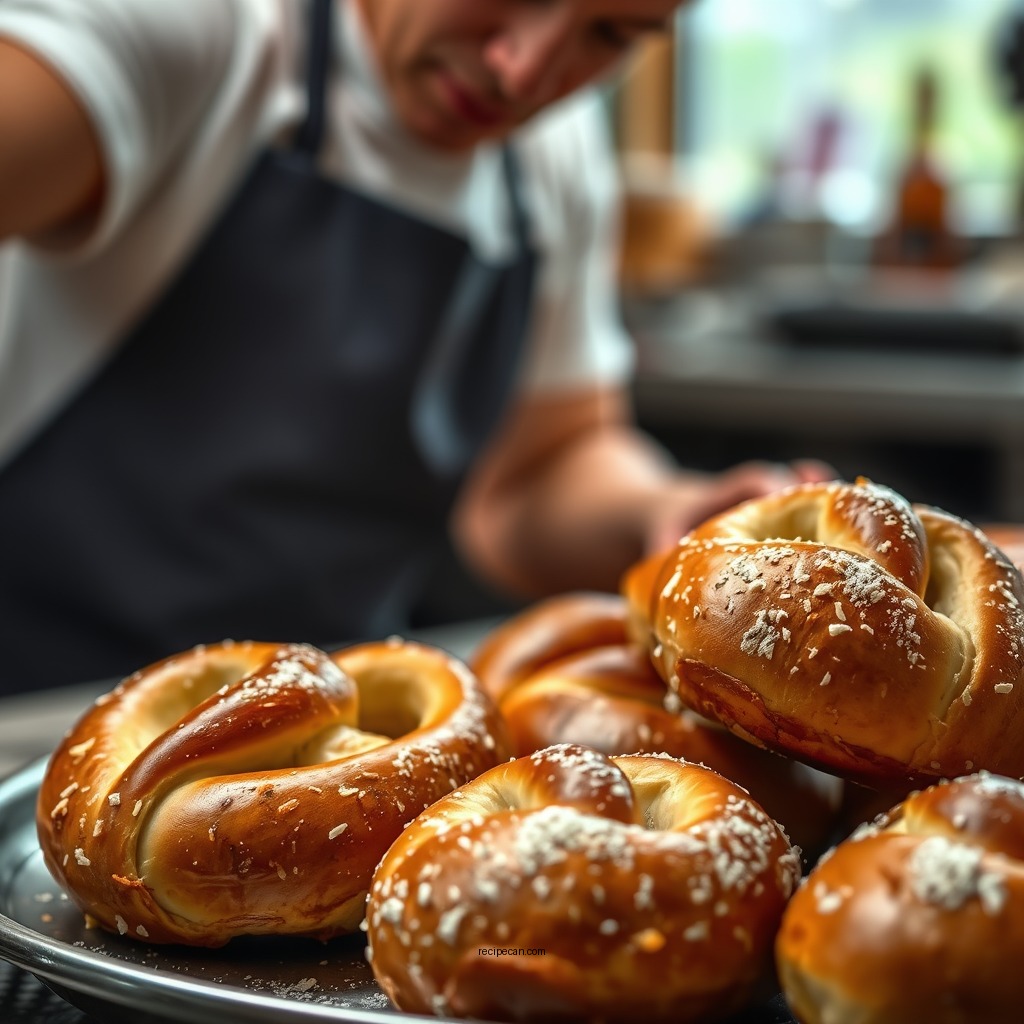 Shaping the Pretzel Rolls - pretzel roll recipe