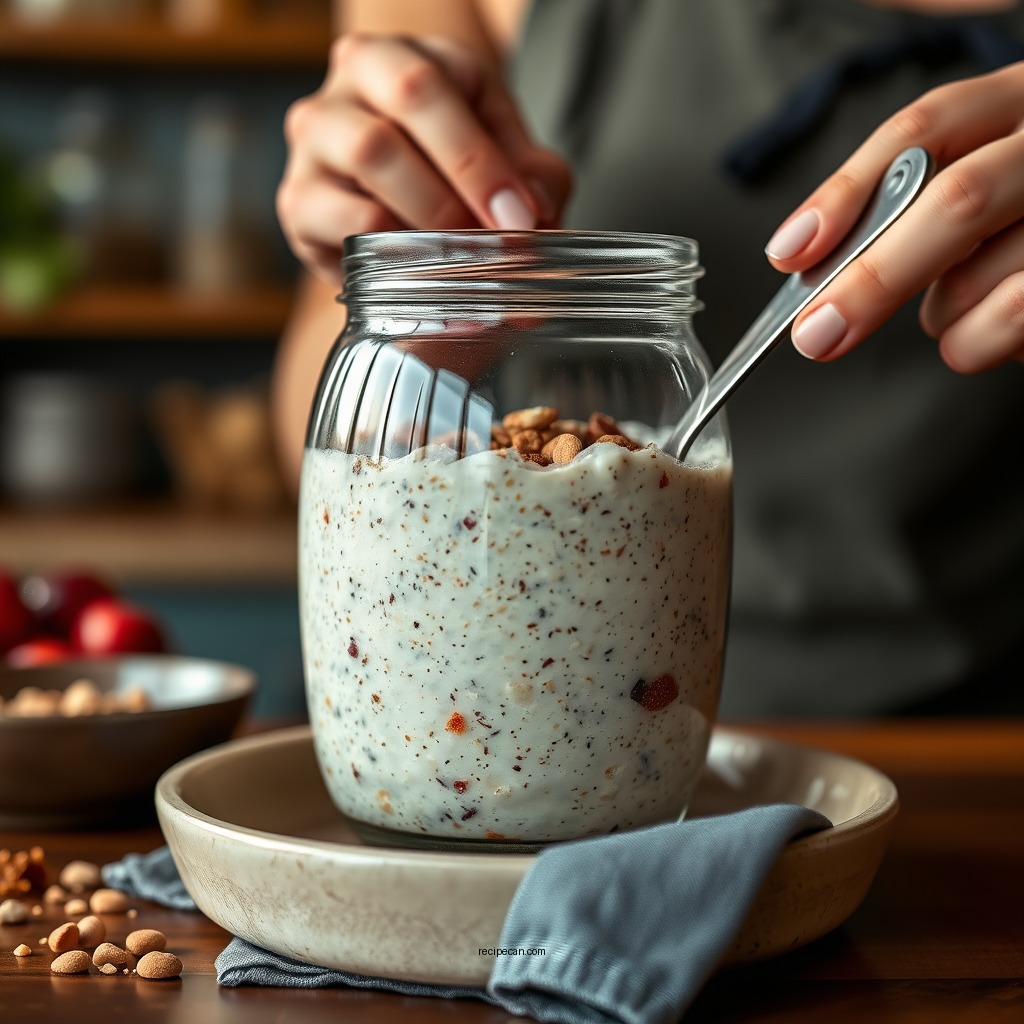 Preparing the Overnight Oats - princess diana overnight oats recipe