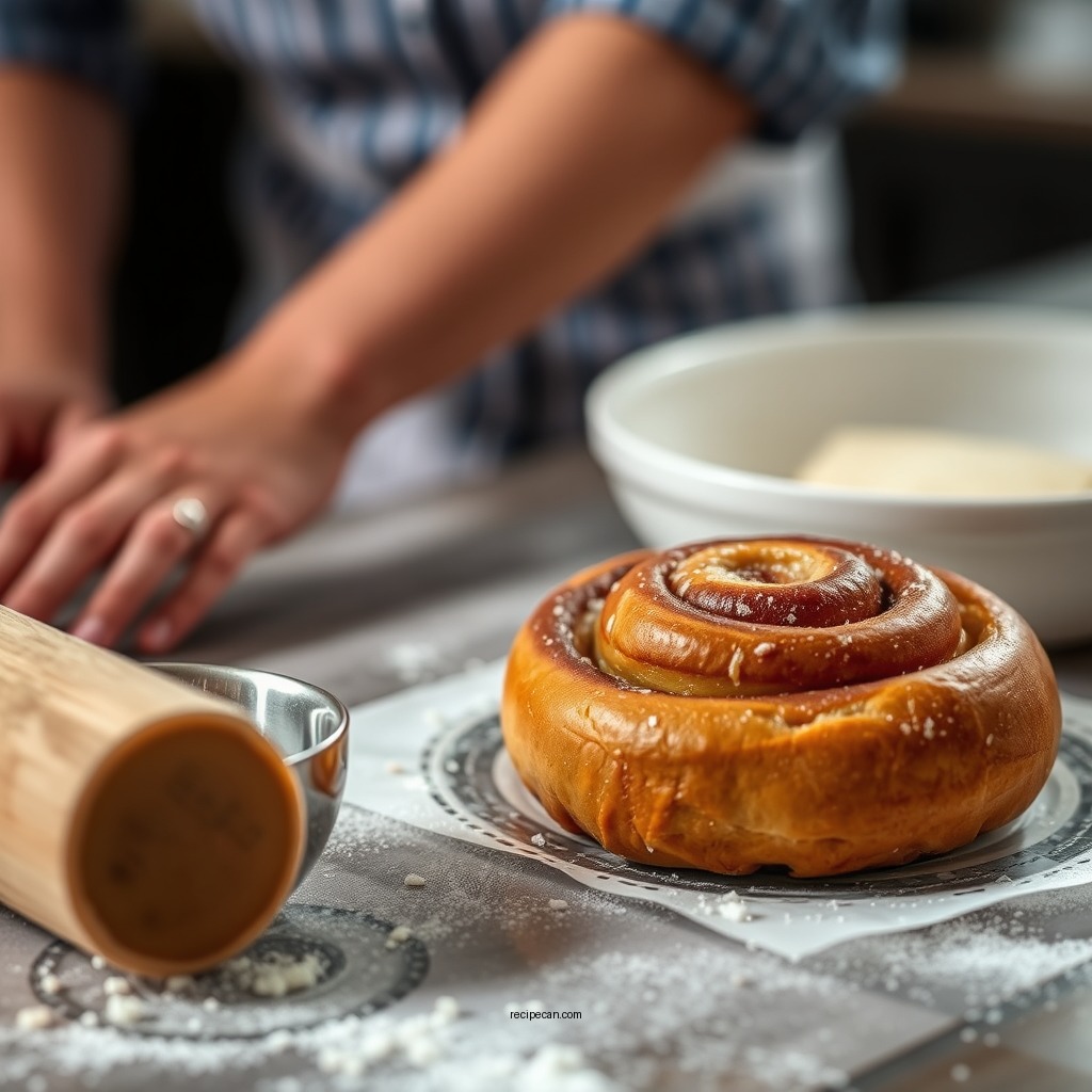 Preparing the Dough - pumpkin cinnamon rolls recipe