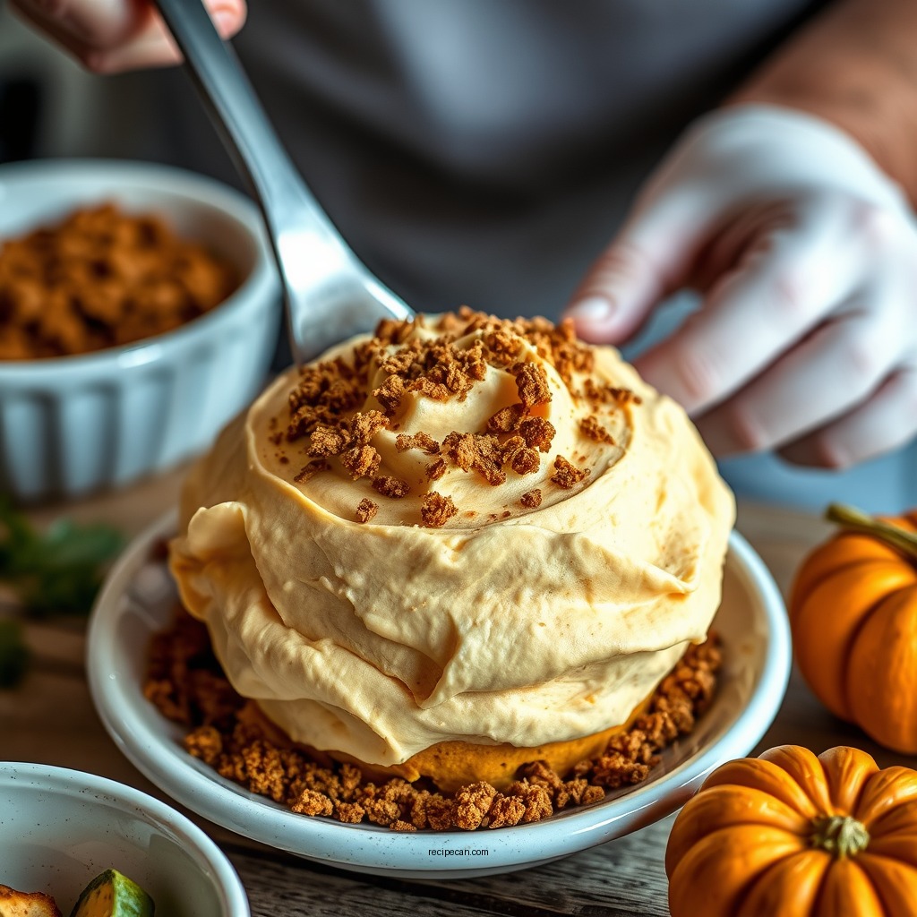 Making the Pumpkin Filling - pumpkin ice cream pie recipe
