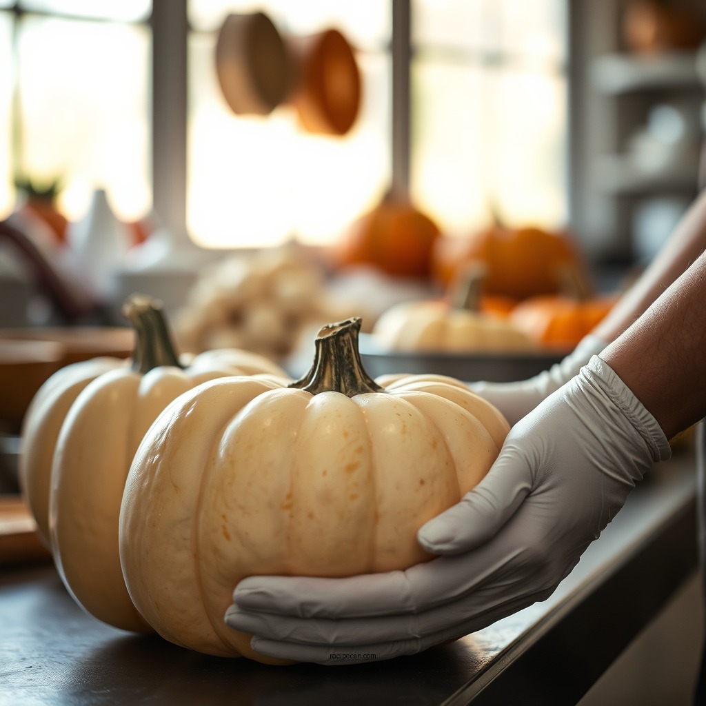 Preparing the Pumpkin - pumpkin pie recipe with fresh pumpkin