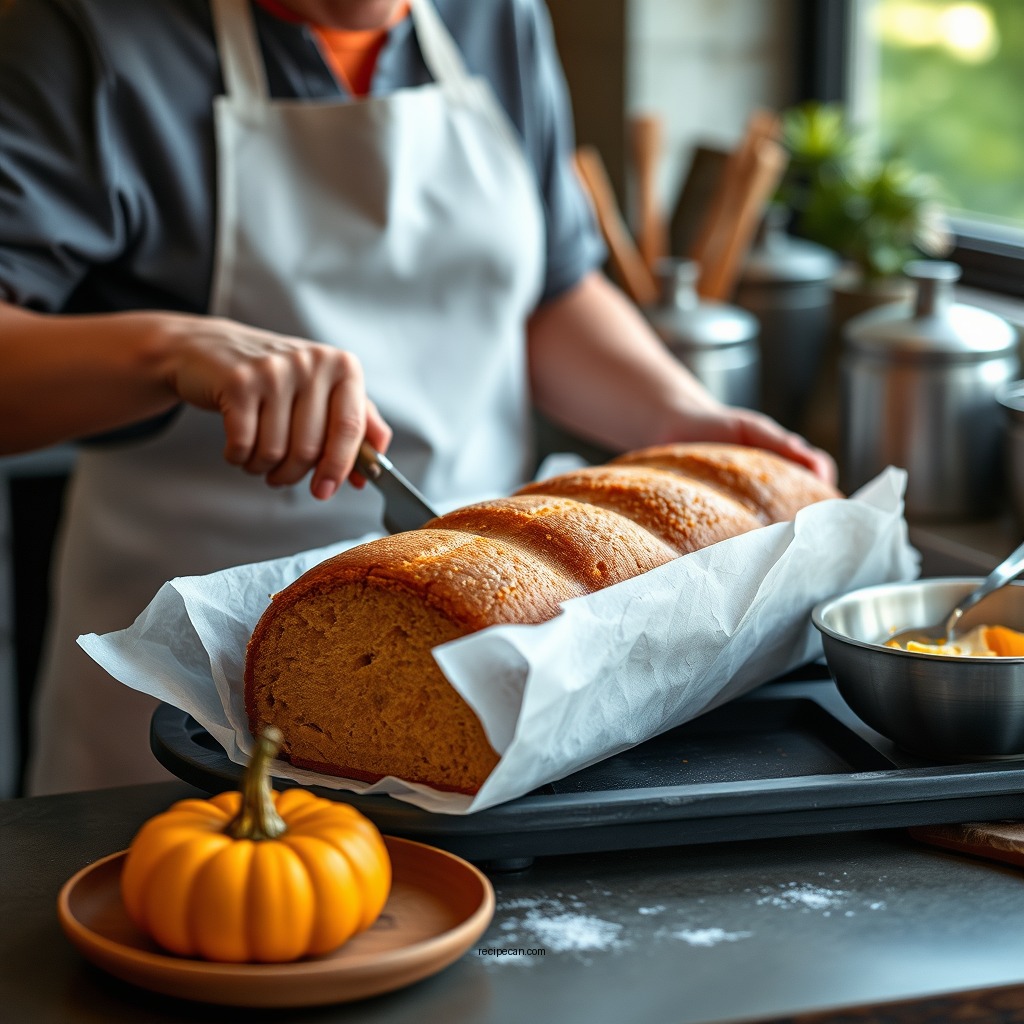Preparing the Pumpkin Cake - pumpkin roll recipe