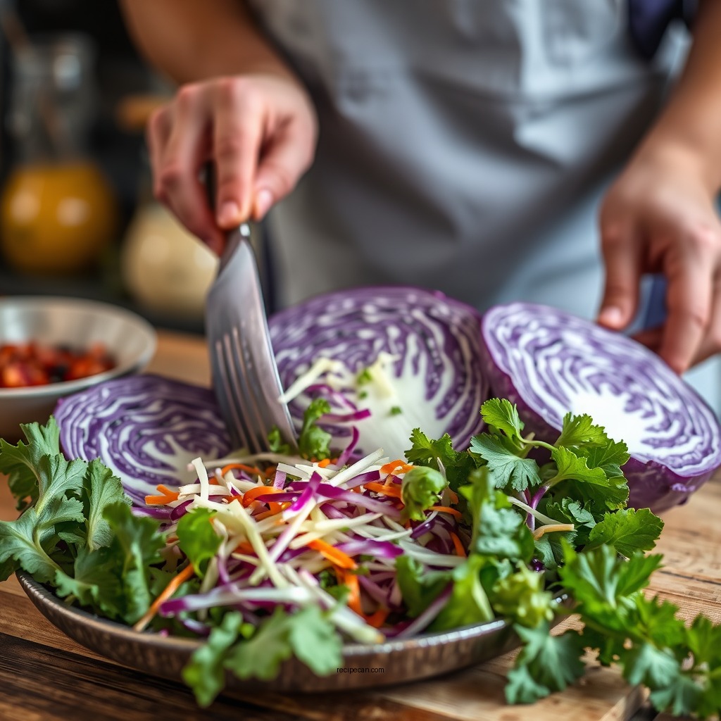 Preparing the Cabbage - purple cabbage coleslaw recipe