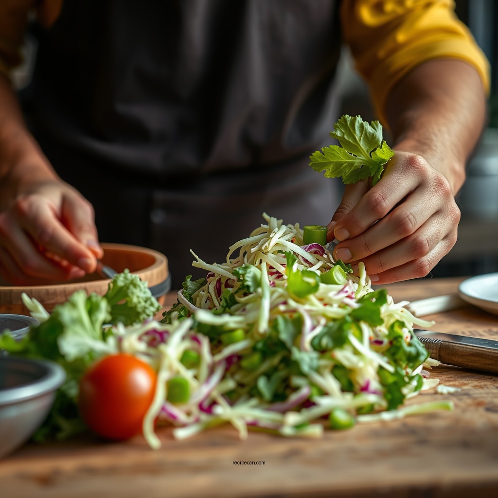 Preparing the Vegetables - quick coleslaw recipe