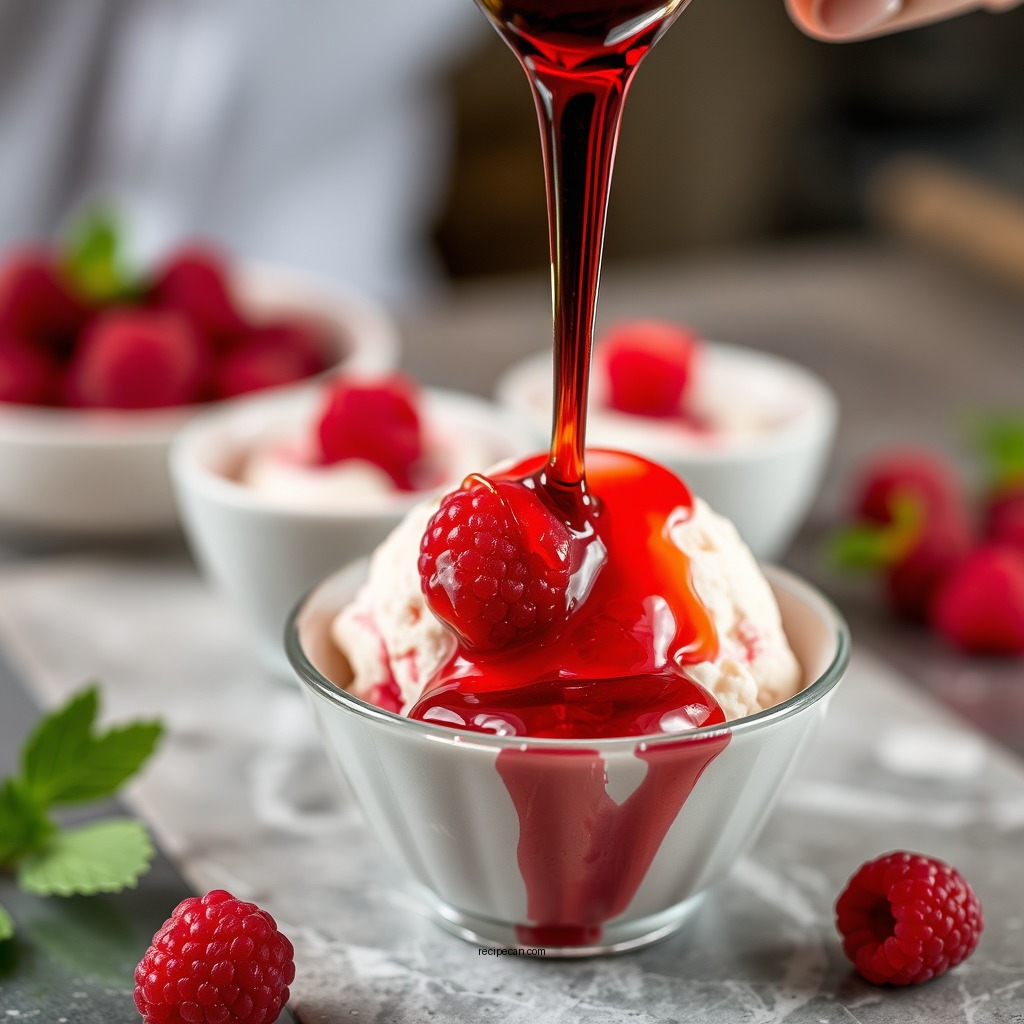 Cooking the Syrup - raspberry syrup recipe for ice cream