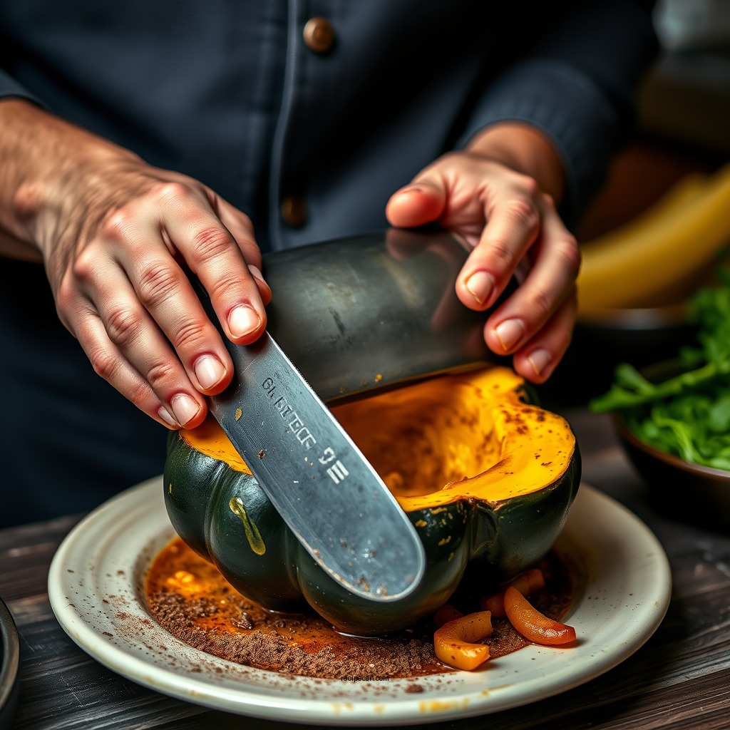Preparing the Acorn Squash - recipe baked acorn squash