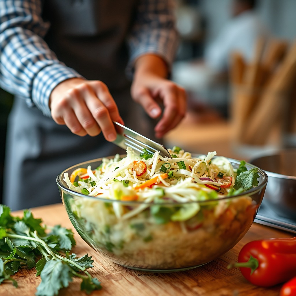 Preparing the Vegetables - recipe coleslaw