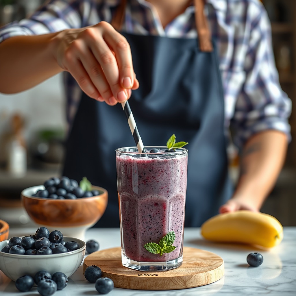 Preparation Steps - recipe for a blueberry smoothie