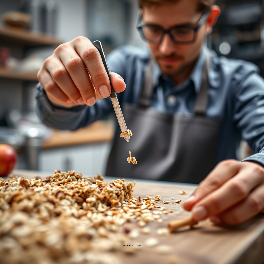 Making the Oat Topping - recipe for apple crisp with oats