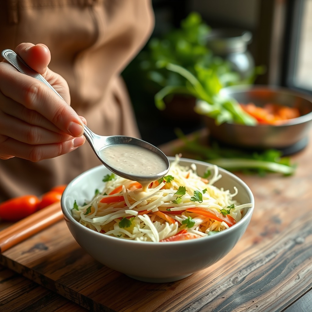 Step-by-Step Dressing Preparation - recipe for asian coleslaw dressing