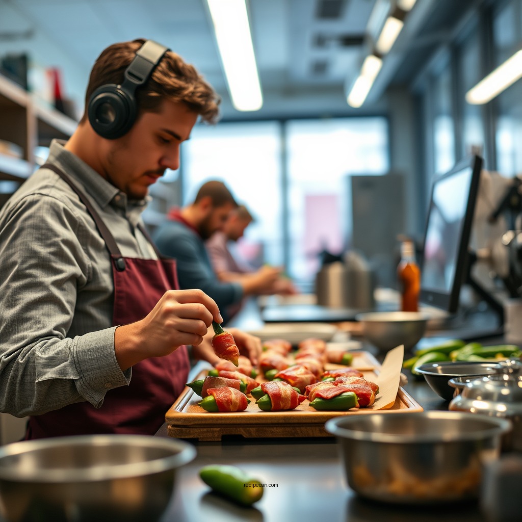 Preparing the Jalapenos - recipe for bacon wrapped jalapeno poppers