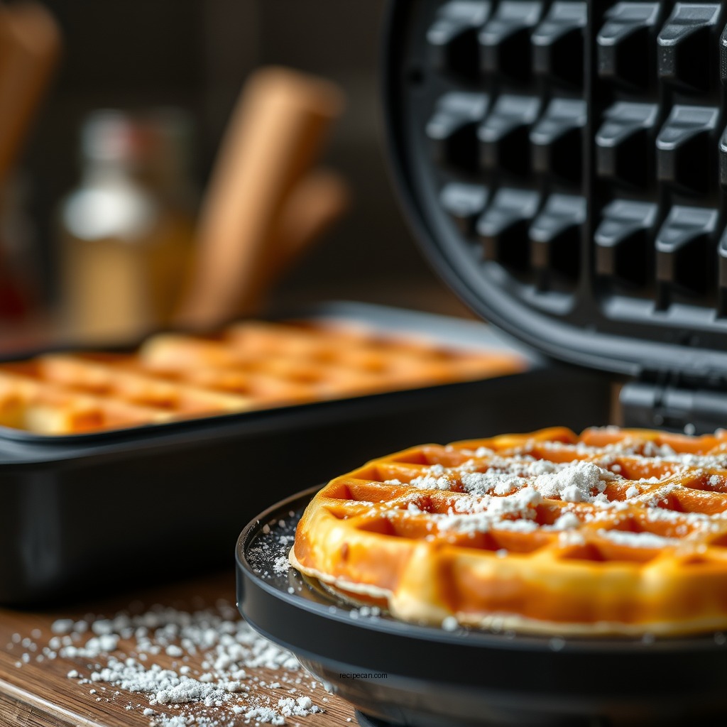 Preheating the Waffle Maker - recipe for bisquick waffles
