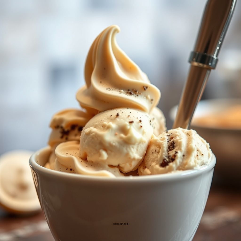 Churning the Ice Cream - recipe for black licorice ice cream