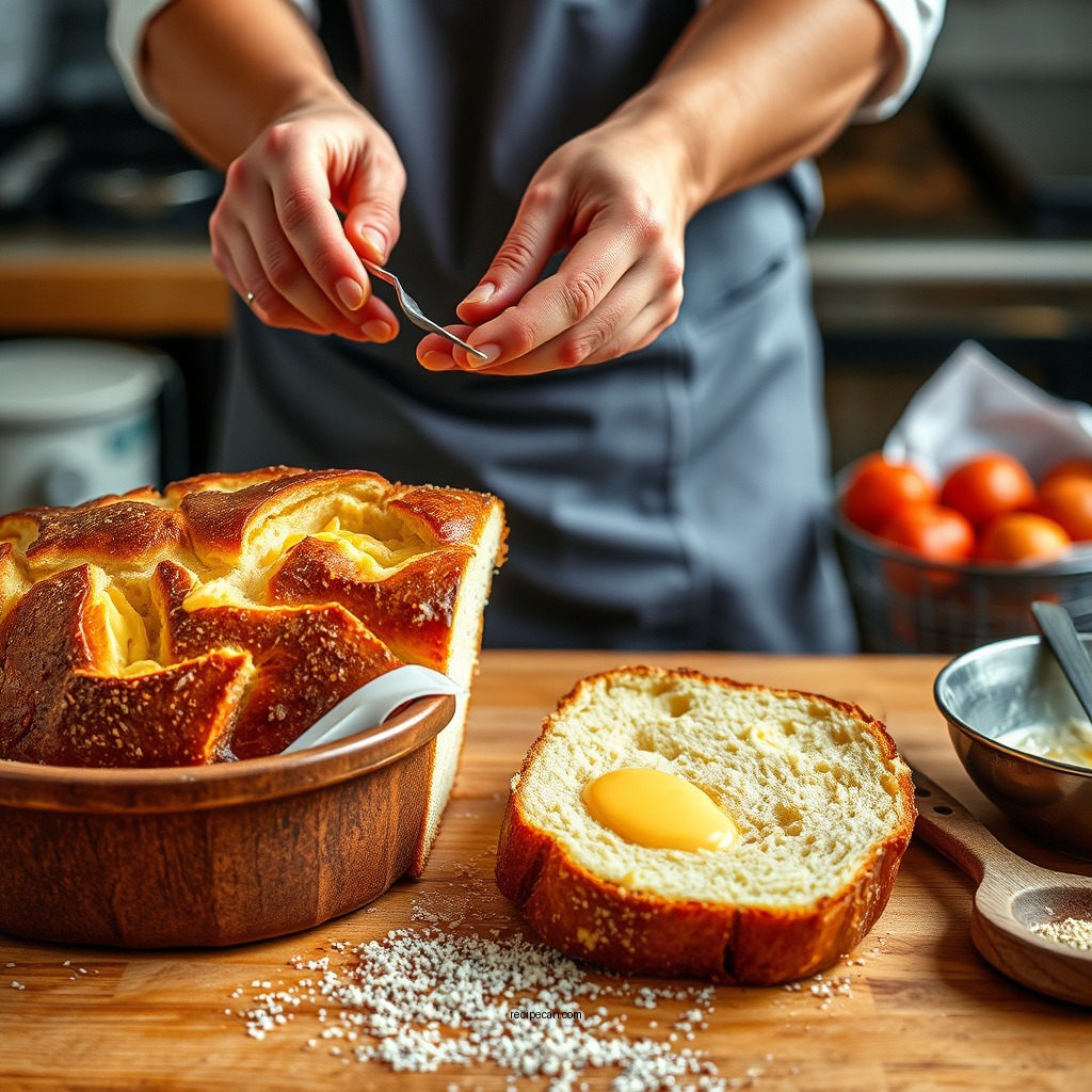 Preparing the Bread - recipe for bread pudding custard