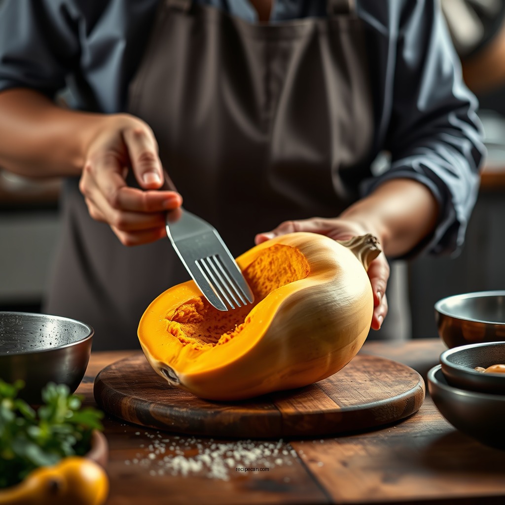 Preparing the Squash - recipe for butternut squash