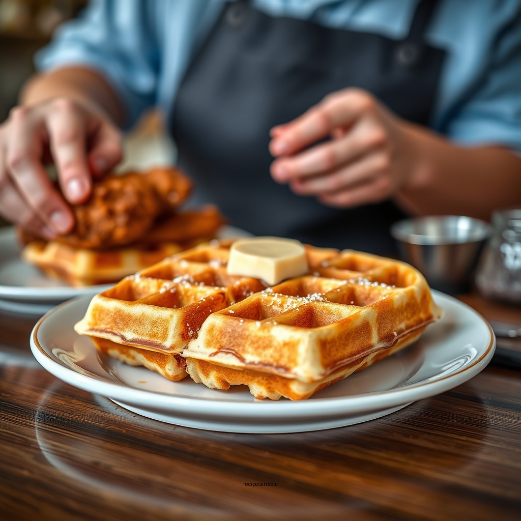 Making the Waffles - recipe for chicken and waffles