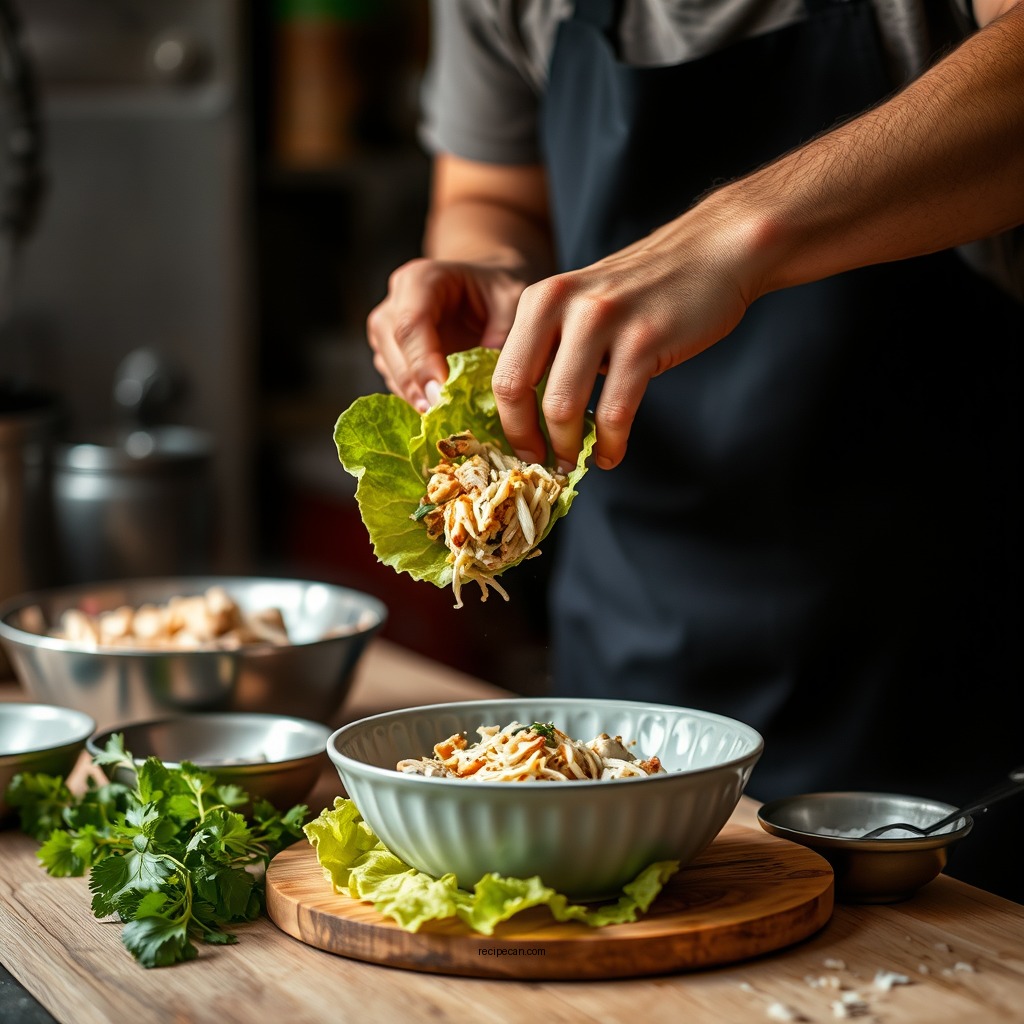 Preparing the Chicken Filling - recipe for chicken lettuce wrap