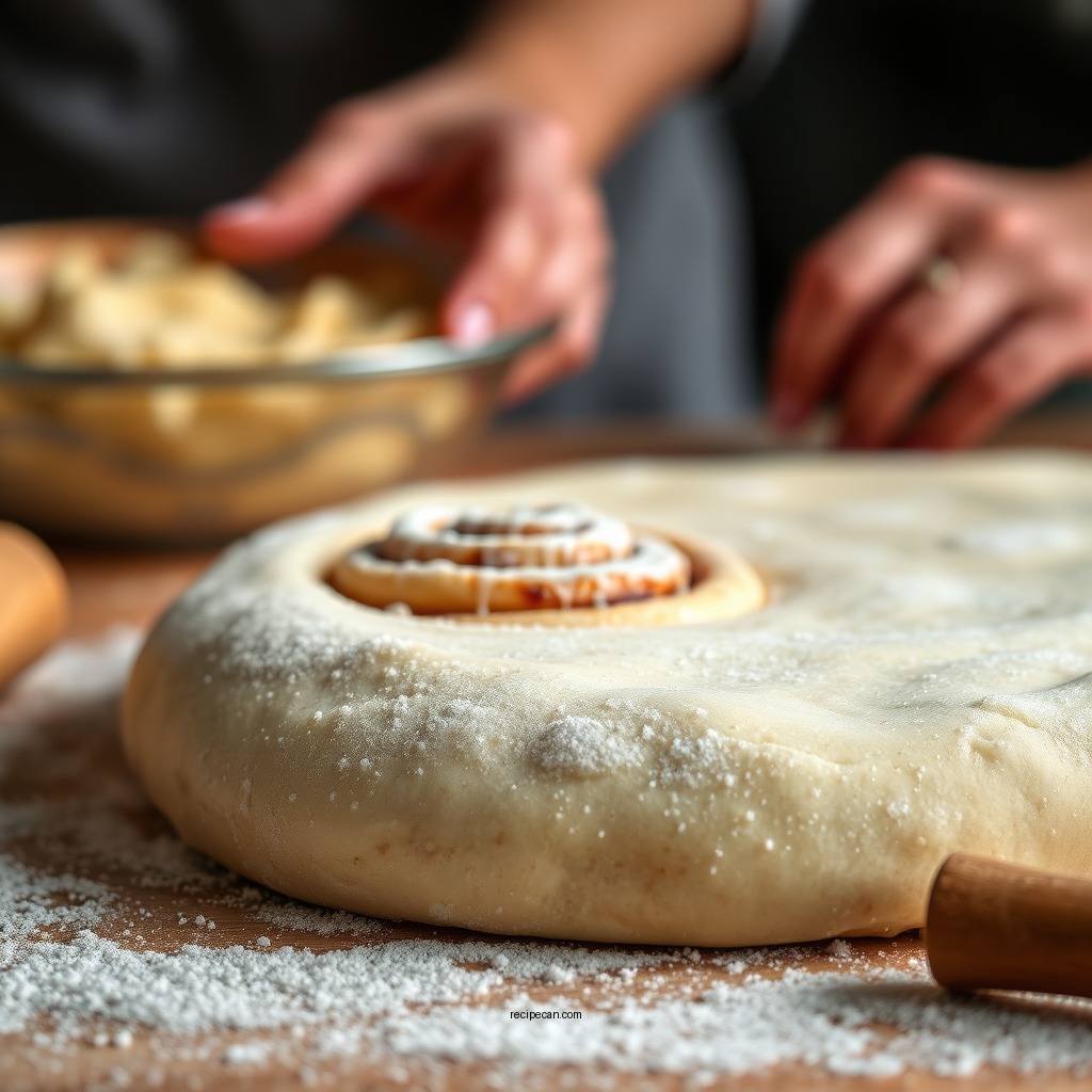 Rolling and Filling the Dough - recipe for cinnamon rolls