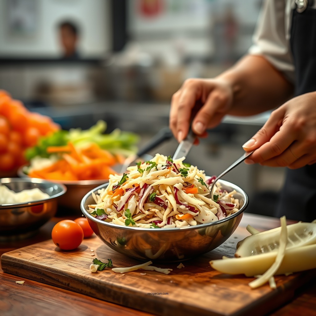 Preparing the Vegetables - recipe for coleslaw kfc
