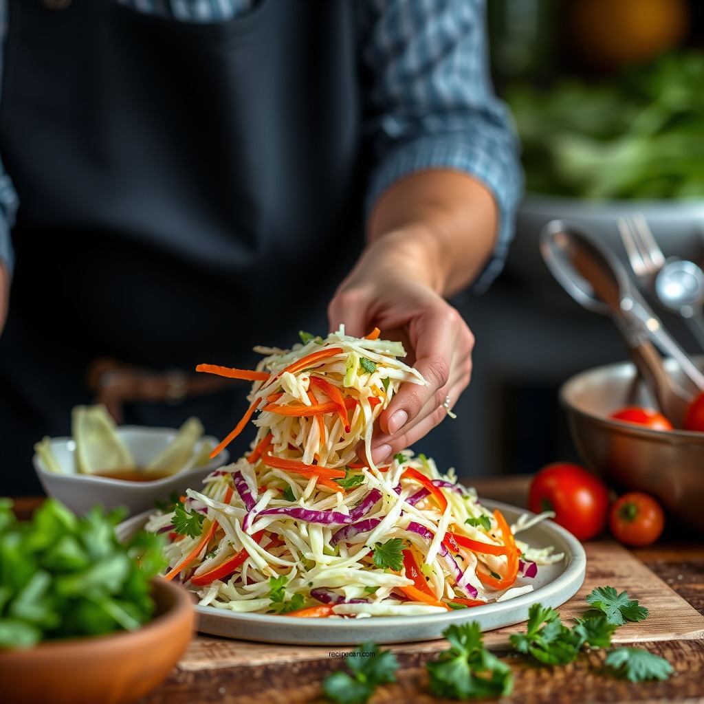 Preparing the Vegetables - recipe for coleslaw