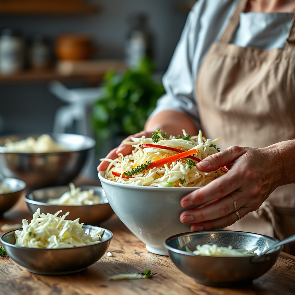 Preparing the Vegetables - recipe for creamy coleslaw