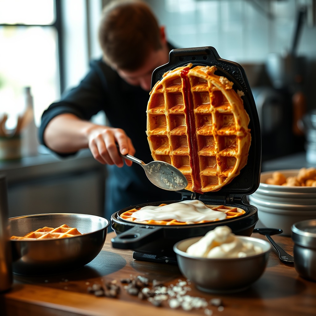 Preparing the Waffle Batter - recipe for crispy waffles