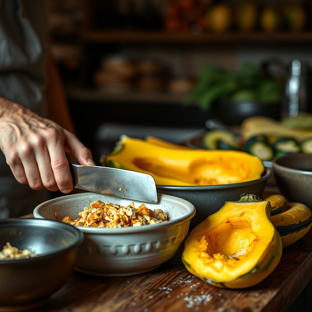 Preparing the Squash - recipe for delicata squash