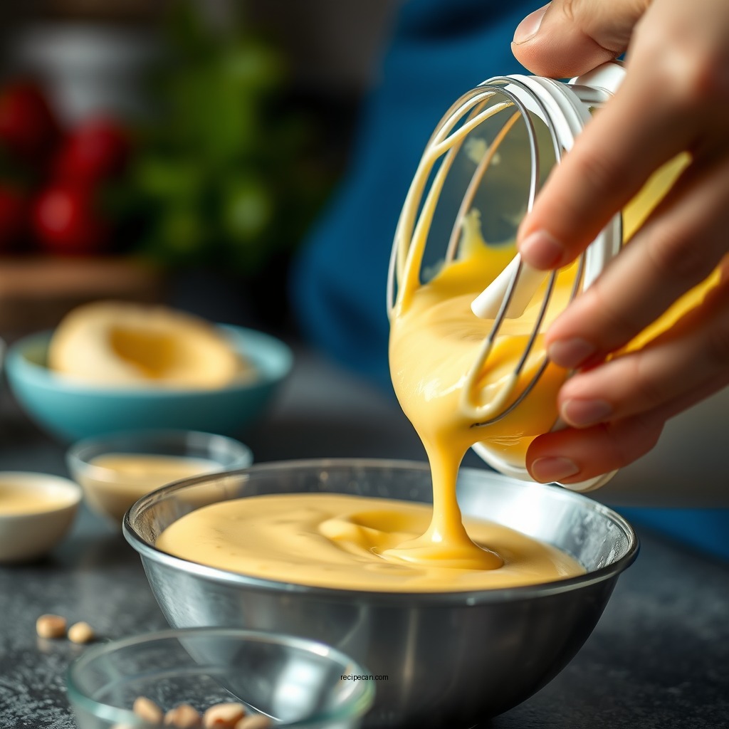 Mixing the Custard Filling - recipe for egg custard pie