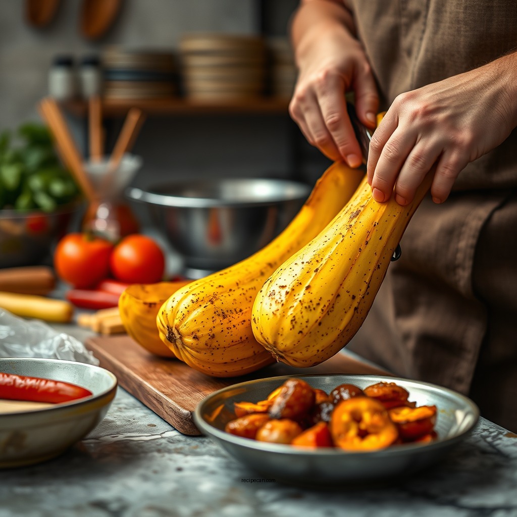 Preparing the Squash - recipe for fried squash