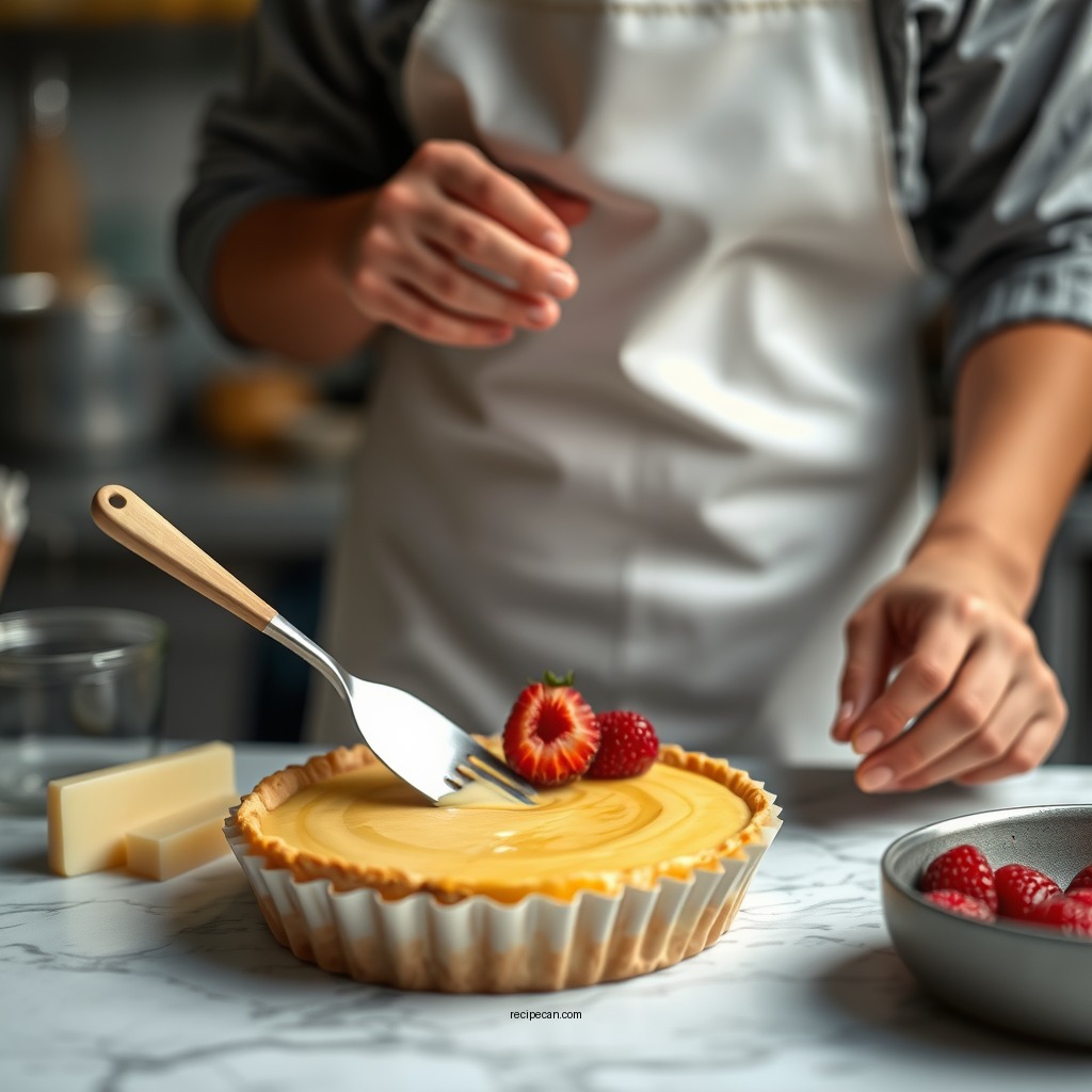 Making the Custard Filling - recipe for fruit custard tart