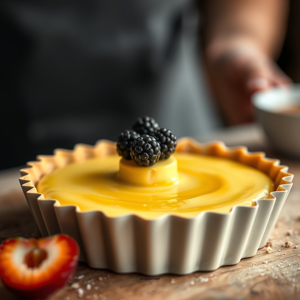 Making the Custard Filling - recipe for fruit custard tart