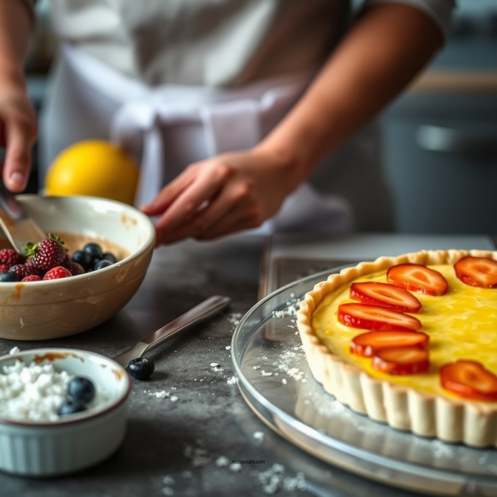 Preparing the Tart Crust - recipe for fruit custard tart