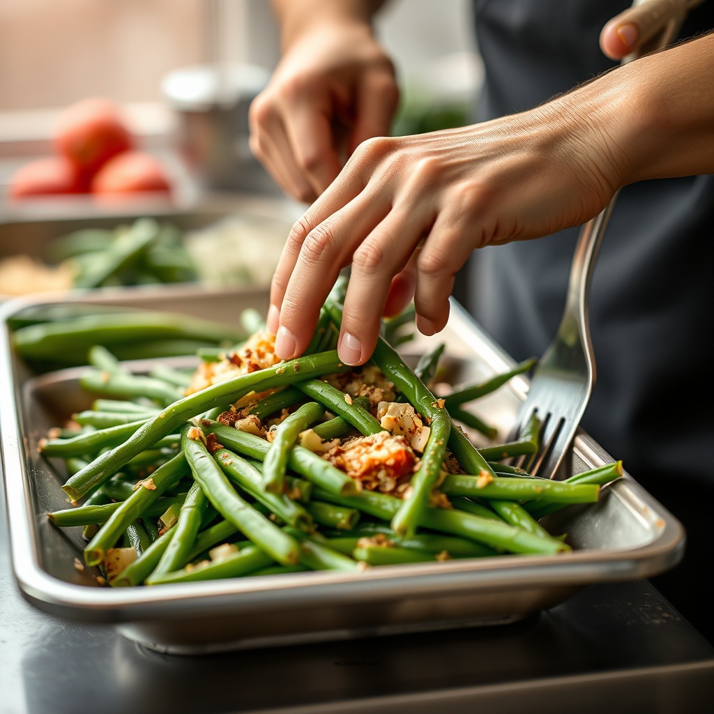 Preparing the Green Beans - recipe for green bean casserole without cream of mushroom soup